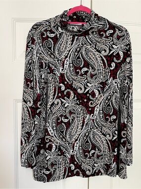 Susan Graver Liquid Knit Mock Turtleneck Top